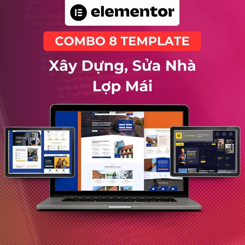 Combo 8 Elementor Template: Sửa Nhà, Xây Dựng, Lợp Mái